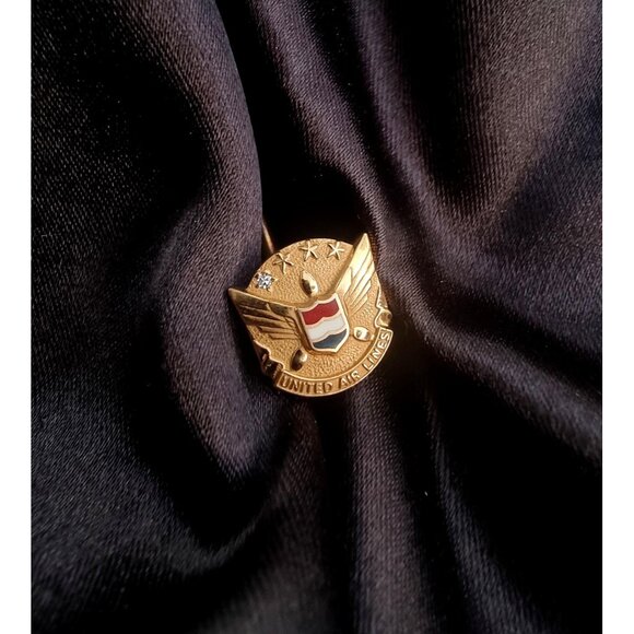 Vintage United Airlines 1/10 10K Gold  Lapel Tie Tack Pin - Picture 1 of 5